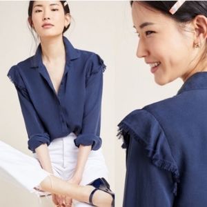 Anthropologie Cloth & Stone Navy Button-down blouse Size L